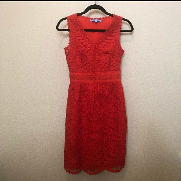 ANTONIO MELANI Dresses & Skirts - Antonio Melanie 0 Blood Orange Lace Dress
